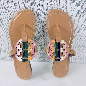 Tory Burch Patent Leather Miller Sandal Rainbow Pastel -  6m - new without box
